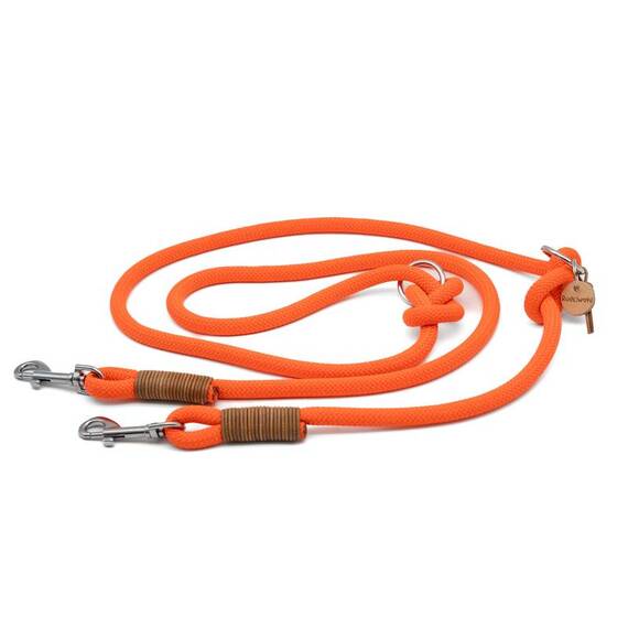 "NEONORANGE" | Tauhalsband aus Kletterseil mit Leder Adapter