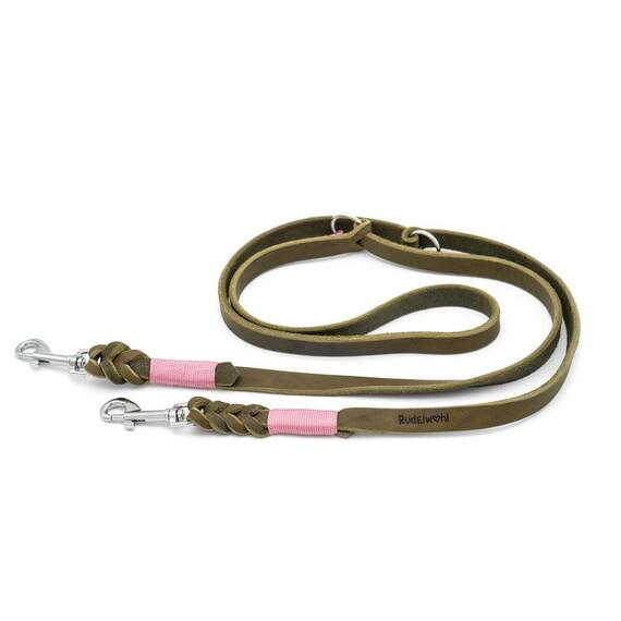 Leichte Hundeleine, verstellbar • Fettleder mit Textil-Takelung • WRAPPED