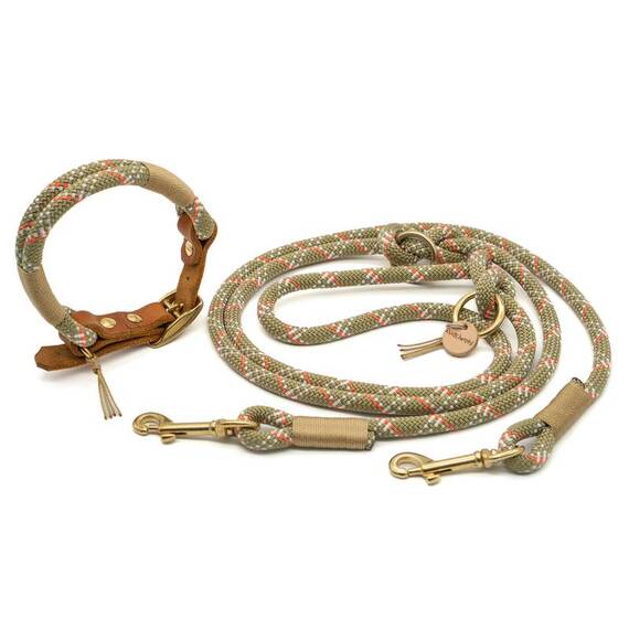 "DESERT GOLD" | Tauhalsband aus Kletterseil mit Leder Adapter