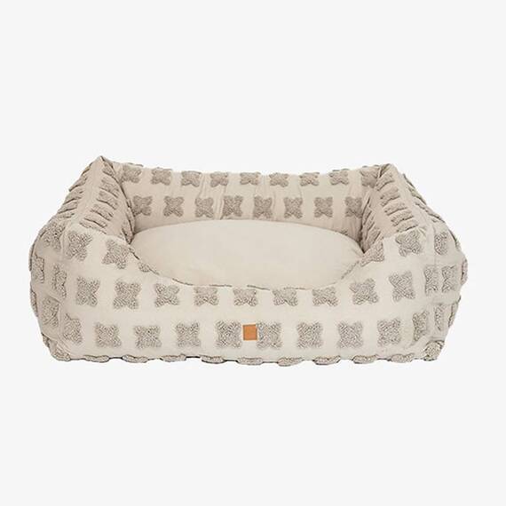 Design Hundebett 100% Baumwolle taupe • Kingston FLOWERS