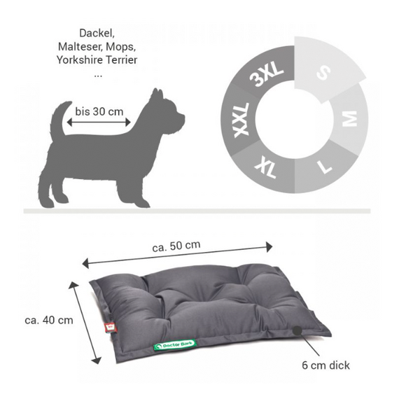 Orthopädisches Hundekissen hellgrau • Doctor Bark® Countrykissen