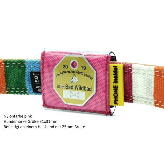 Nylon Hundemarkentasche wasserfest mit Telefonnummer