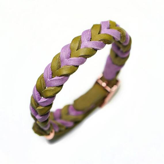 Halsband "Bicolor" aus Fettleder, Farben frei wählbar