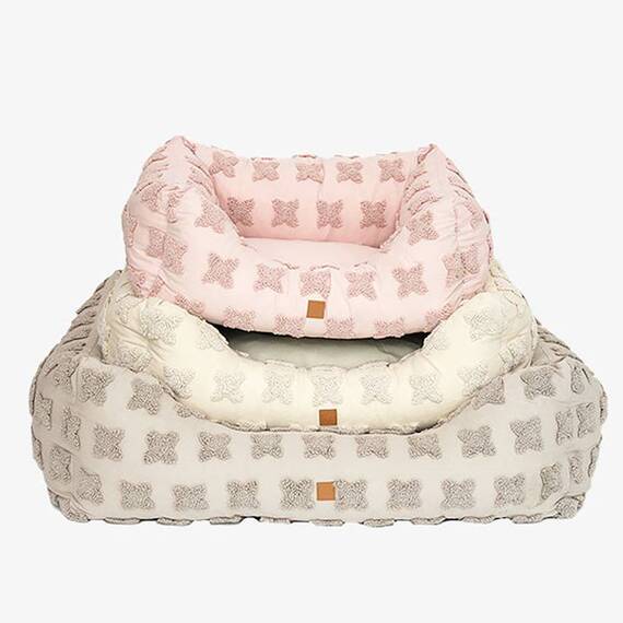 Design Hundebett 100% Baumwolle crème • Kingston FLOWERS