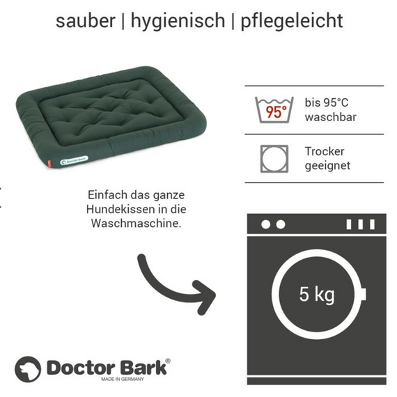 Orthopädisches Hundekissen schwarz, waschbar bei 95°C • Doctor Bark