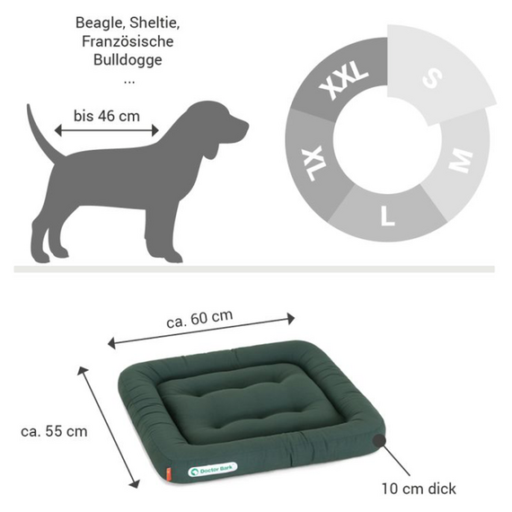 Orthopädisches Hundekissen grau, waschbar bei 95°C • Doctor Bark