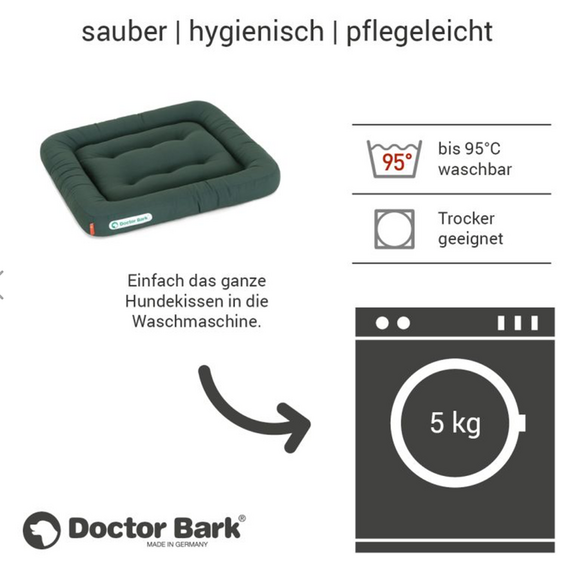Orthopädisches Hundekissen grau, waschbar bei 95°C • Doctor Bark