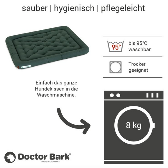 Orthopädisches Hundekissen grau, waschbar bei 95°C • Doctor Bark
