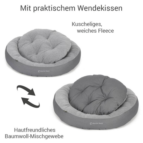 Anti-Stress Hundebett, waschbar 60 Grad • Hundenest grau
