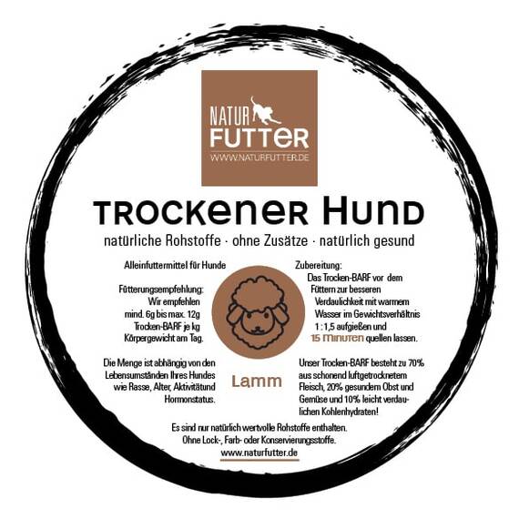 TrockenBARF Menü LAMM • Naturfutter 'Trockener Hund'