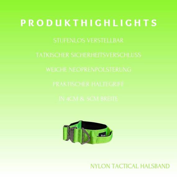 Breites Tactical Halsband mit Griff • gepolstert • Apple Green