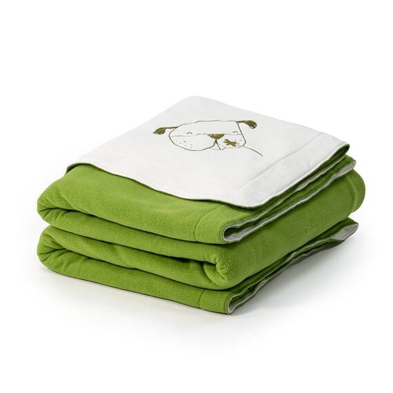 XL Kuscheldecke für Hund und Halter • Polarfleece weiß | grün