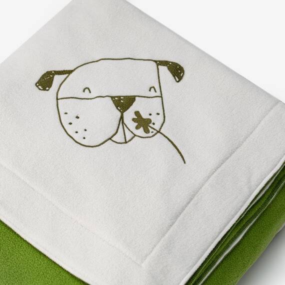 XL Kuscheldecke für Hund und Halter • Polarfleece weiß | grün