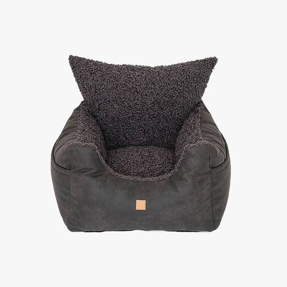 Auto-Hundebett für kleine Hunde • Teddyfell + Kunstleder • Harry schwarz