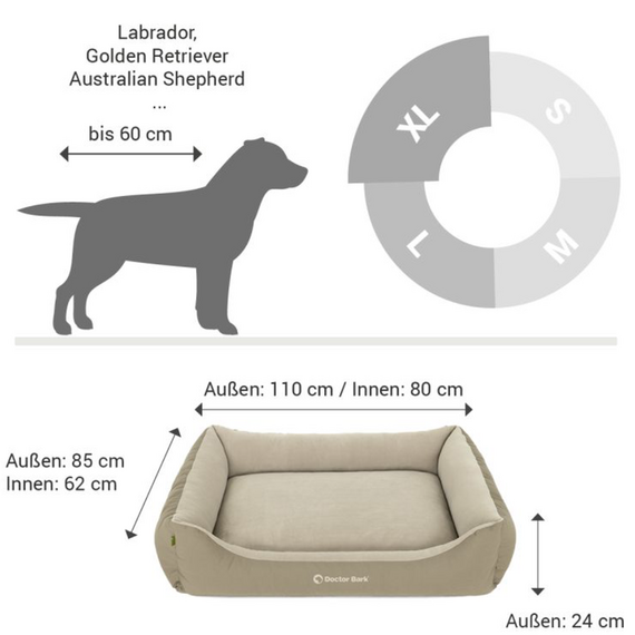 Hundebett beige • waschbar bei 60 Grad • Doctor Bark Green Label