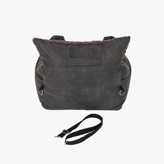 Auto-Hundebett für kleine Hunde • Teddyfell + Kunstleder • Harry schwarz