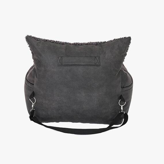 Auto-Hundebett für kleine Hunde • Teddyfell + Kunstleder • Harry schwarz