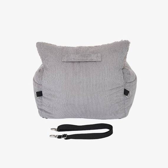 Auto-Hundebett für kleine Hunde • Teddyfell + Cord • Harry grau