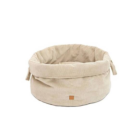 Hundekörbchen mit umklappbarem Rand, Baumwolle • Louis Cord beige