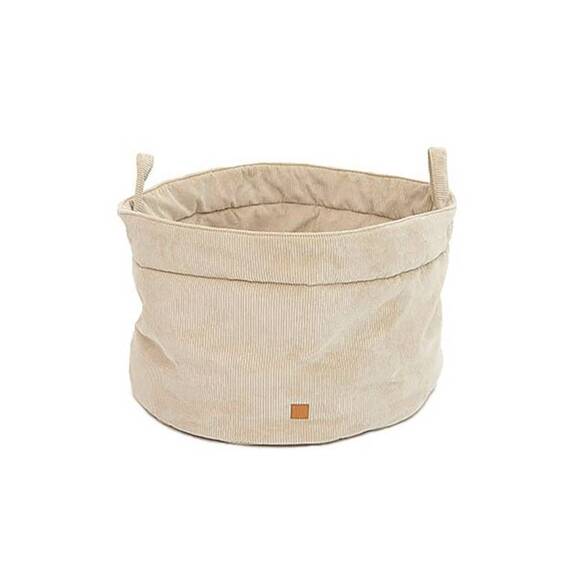 Hundekörbchen mit umklappbarem Rand, Baumwolle • Louis Cord beige