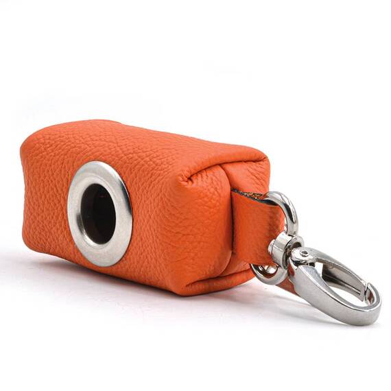 Kotbeutelspender aus Leder ‘Zamperl' orange