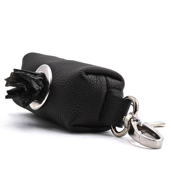 Kotbeutelspender aus Leder ‘Zamperl' schwarz