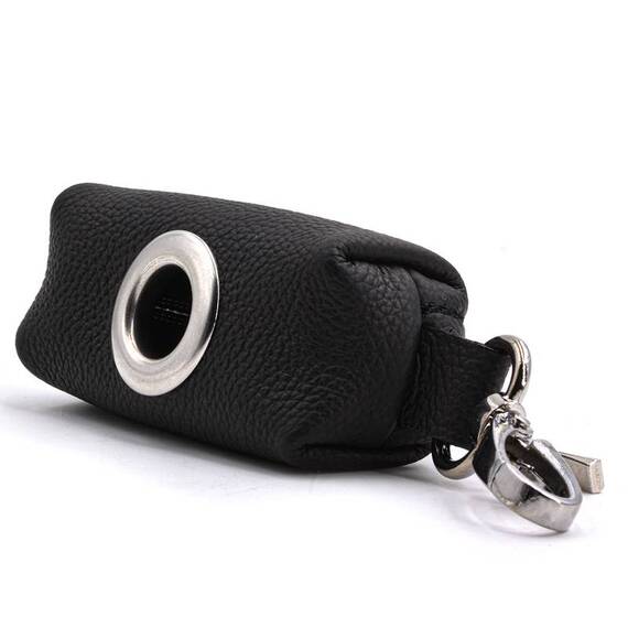 Kotbeutelspender aus Leder ‘Zamperl' schwarz