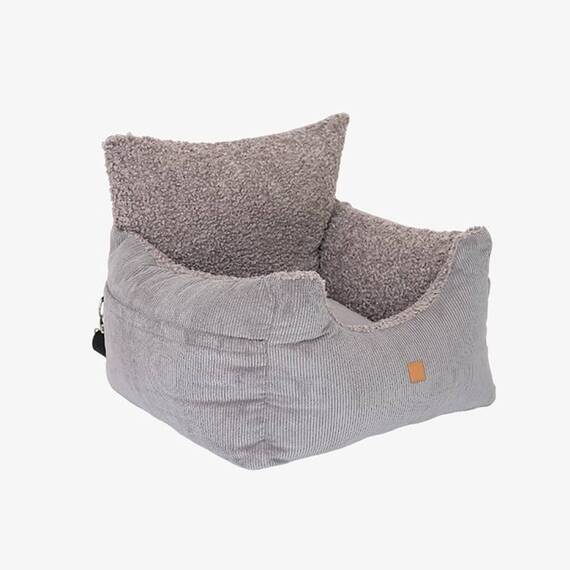 Auto-Hundebett für kleine Hunde • Teddyfell + Cord • Harry grau