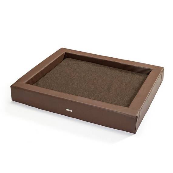 Orthopädisches Hundebett • Loden mit Kunstleder • braun