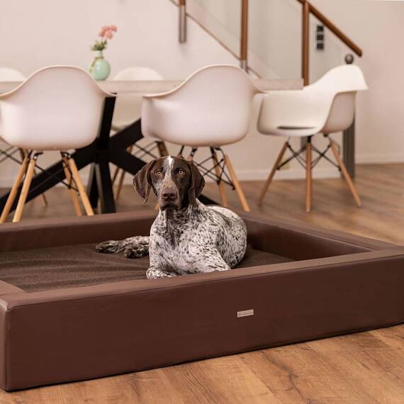 Orthopädisches Hundebett • Loden mit Kunstleder • braun