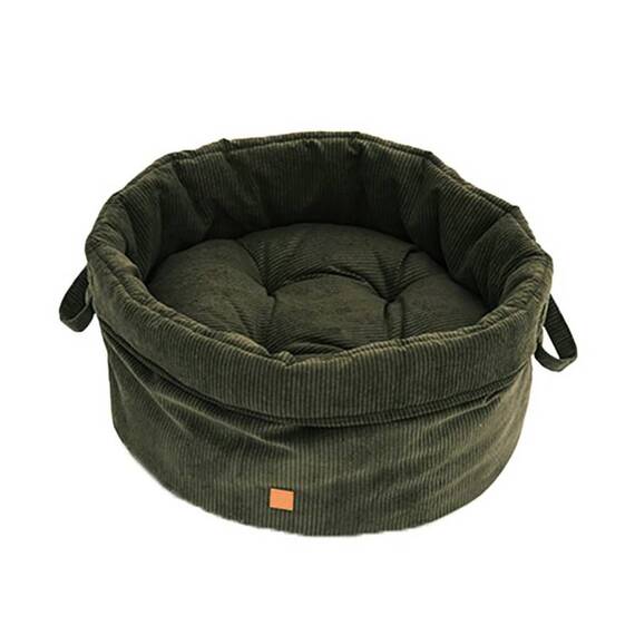 Hundekörbchen mit umklappbarem Rand, Baumwolle • Louis Cord oliv