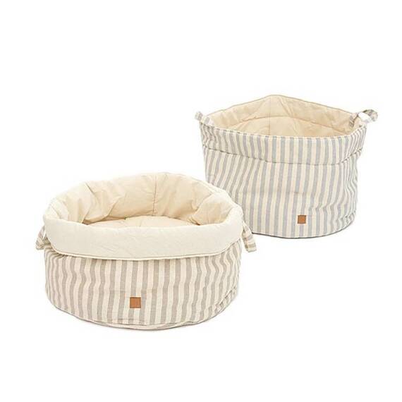 Hundekörbchen mit umklappbarem Rand, Baumwolle • Louis Stripes blau