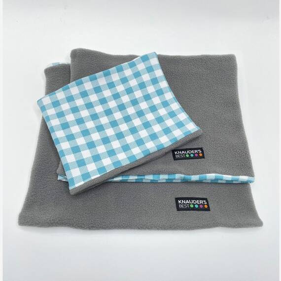 Wende-Loop für Hunde • Polarfleece • Karo hellblau