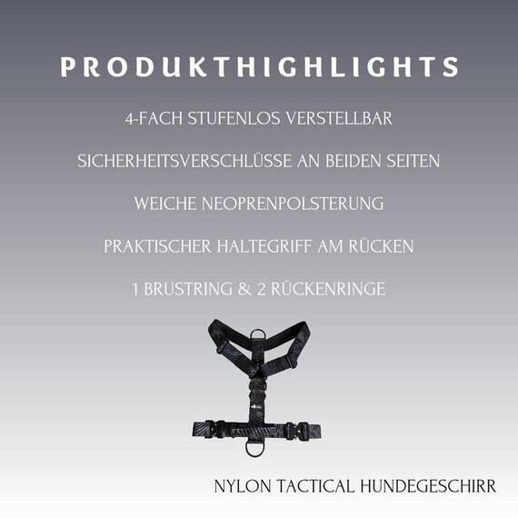 Y-Geschirr, verstellbar • mit Sicherheitsverschluss und Griff • Camo schwarz