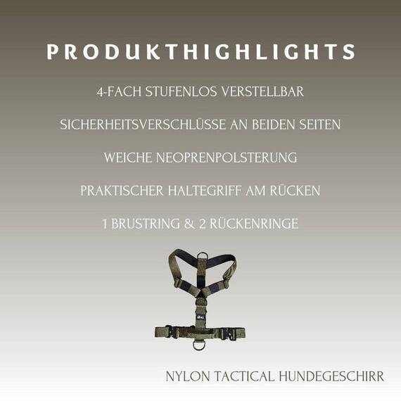 Y-Geschirr, verstellbar • mit Sicherheitsverschluss und Griff • olivgrün