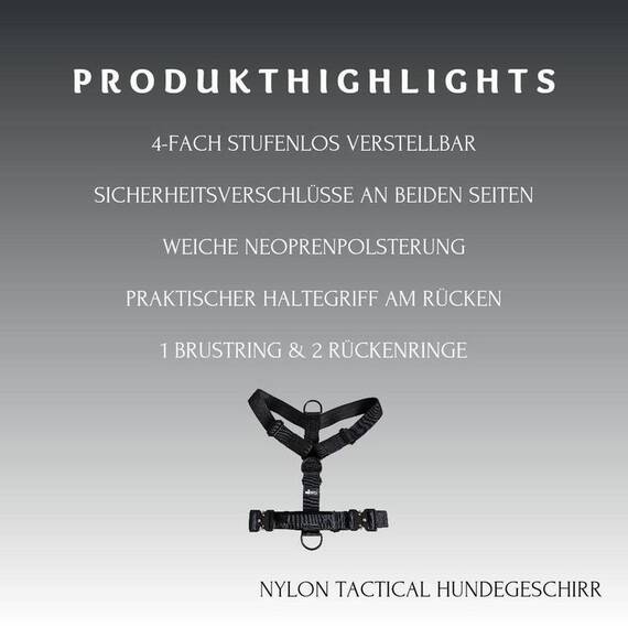 Y-Geschirr, verstellbar • mit Sicherheitsverschluss und Griff • schwarz