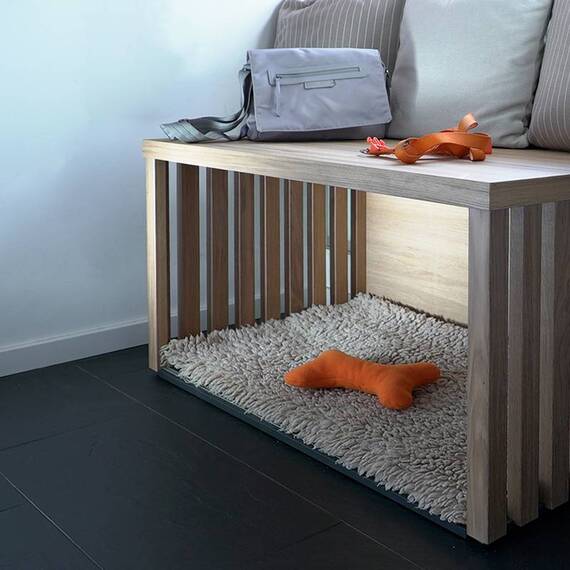 Sitzbank-Hundebox  • Eiche Massivholz