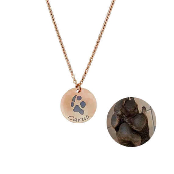 Halskette mit Anhänger • Pfotenabdruck nach Foto • roségold