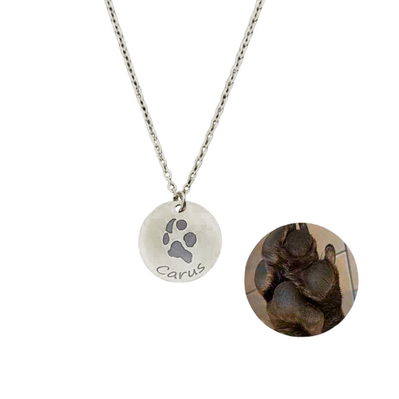 Halskette mit Anhänger • Pfotenabdruck nach Foto • silber