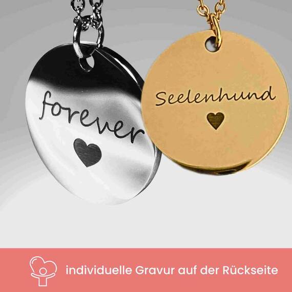 Halskette mit graviertem Hundeportrait nach Foto • silber