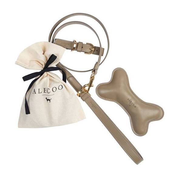 Veganes Hundehalsband aus Apfelleder beige • CLASSY SAND GOLD