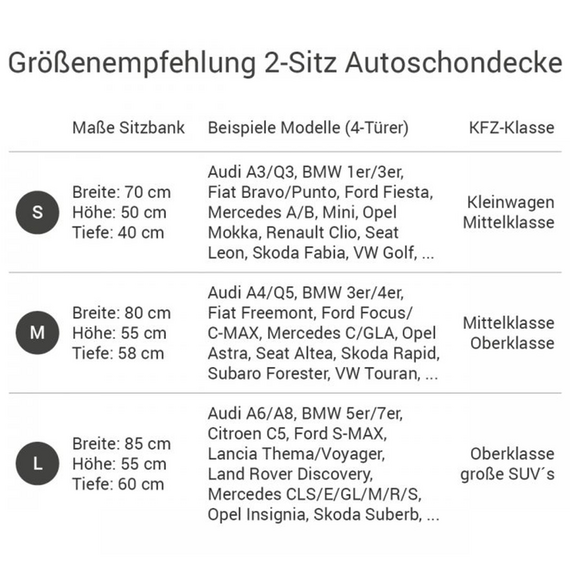 Hunde Autodecke für die Rückbank • 2 Sitze • schwarz