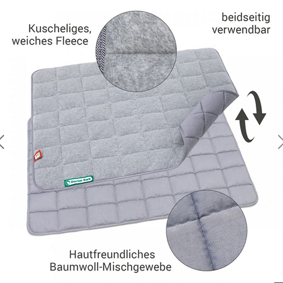 Gesteppte Wendedecke für Hunde • waschbar bei 95 Grad • hellgrau