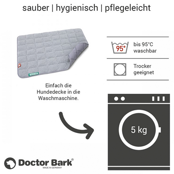 Gesteppte Wendedecke für Hunde • waschbar bei 95 Grad • hellgrau