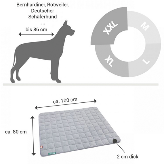 Gesteppte Wendedecke für Hunde • waschbar bei 95 Grad • hellgrau