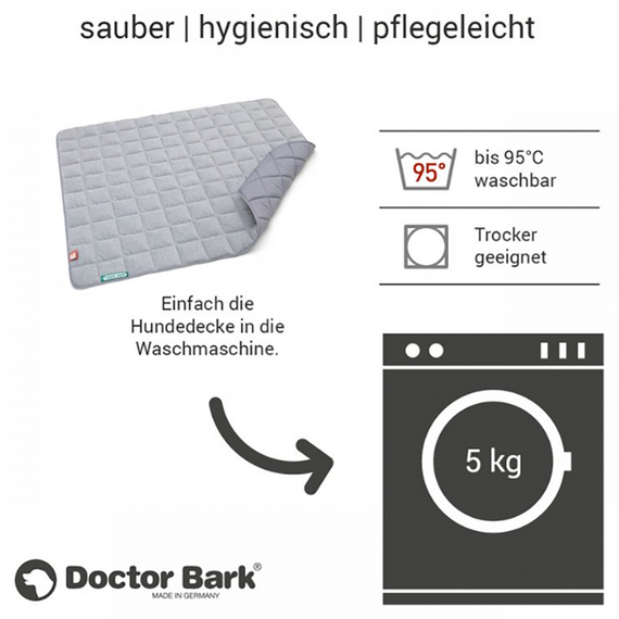 Gesteppte Wendedecke für Hunde • waschbar bei 95 Grad • hellgrau