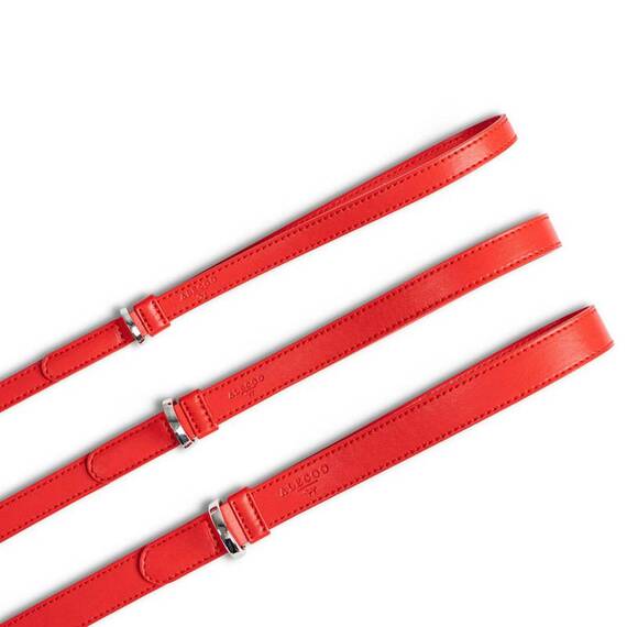 Vegane Hundeleine aus Apfelleder, rot • Cityleine CLASSY SUNSET SILVER