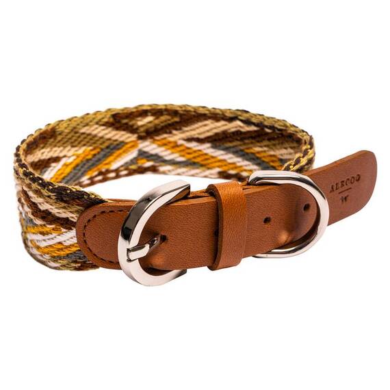 Verstellbares Hundehalsband aus Baumwolle und Apfelleder • Ananda Earth