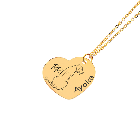 Halskette 'Herz' Rhodesian Ridgeback, gold • personalisierbar
