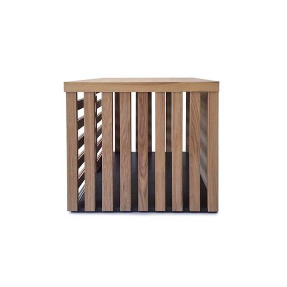 Sitzbank-Hundebox mit Schiebetür • Eiche Massivholz